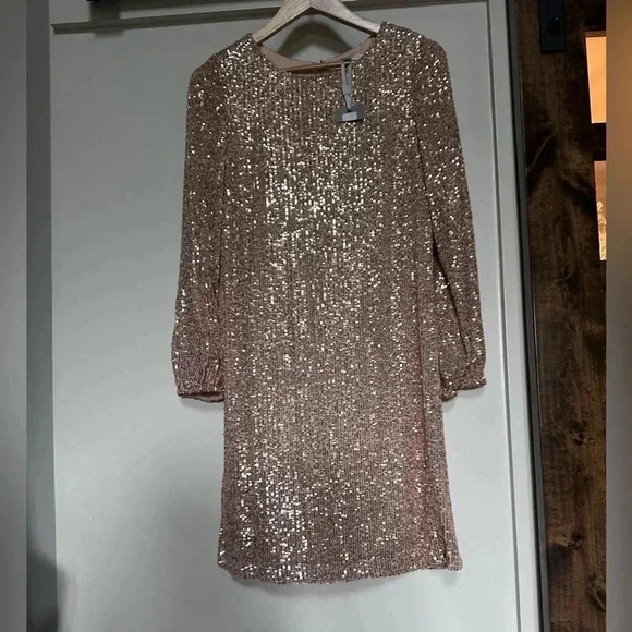 NWT Preston & York Rosa Sequin Shift Dress "Time to Sleigh" in Gold size 8 - Picture 6 of 12
